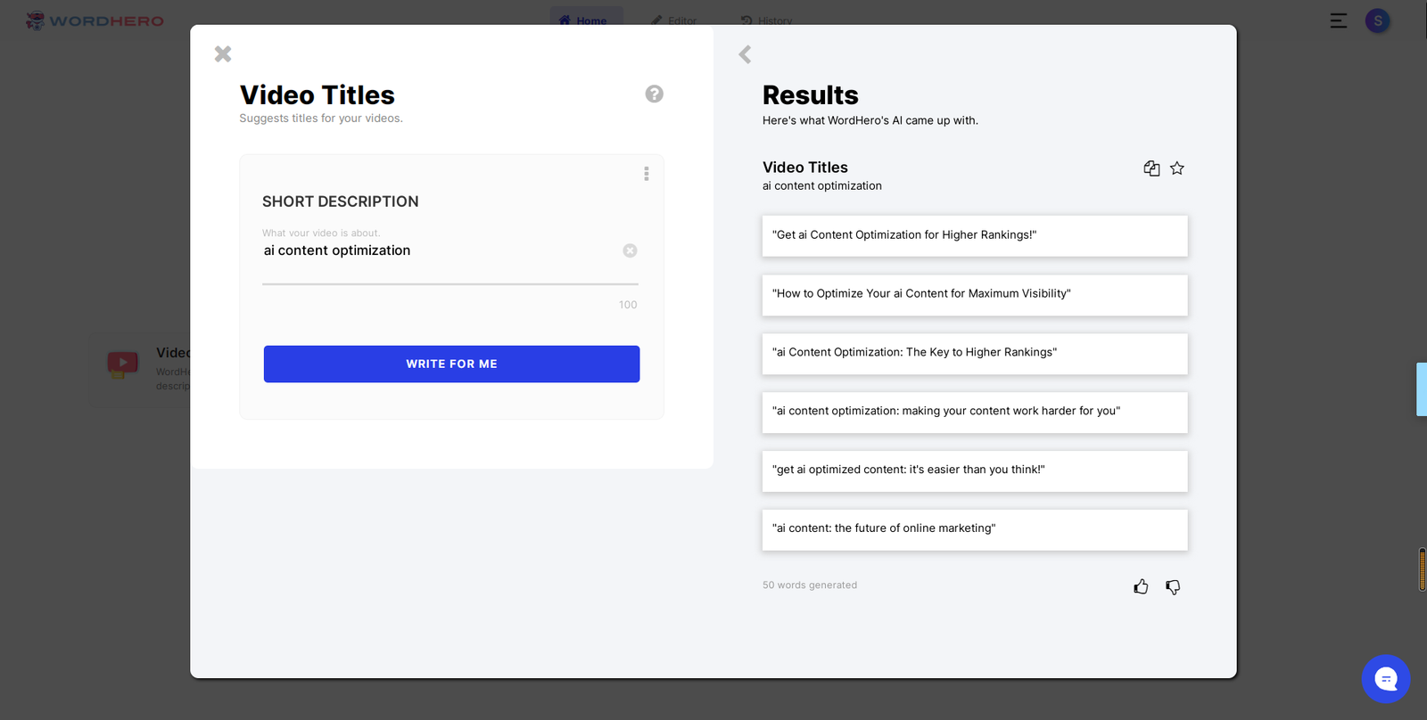 video titles - wordhero AI